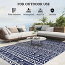 Outsunny 1.8 x 2.7m Reversible Outdoor RV Rug, Geometric, Blue and White