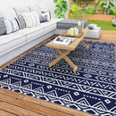 Outsunny 1.8 x 2.7m Reversible Outdoor RV Rug, Geometric, Blue and White