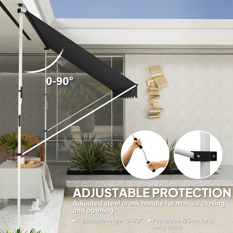 Outsunny 3 x 1.5 m Retractable patio  Awning Floor-to-ceiling shade, Black