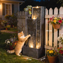 Outsunny Water Feature with Planter, Resin Waterfall Feature, Dark Grey