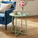 Outsunny Metal Garden Side Table, 48 Cm Round Outdoor Table, Green