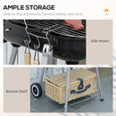 Outsunny BBQ Charcoal Smoker Grill Trolley with 2 Wheels and Grilling Utensils