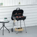 Outsunny BBQ Charcoal Smoker Grill Trolley with 2 Wheels and Grilling Utensils