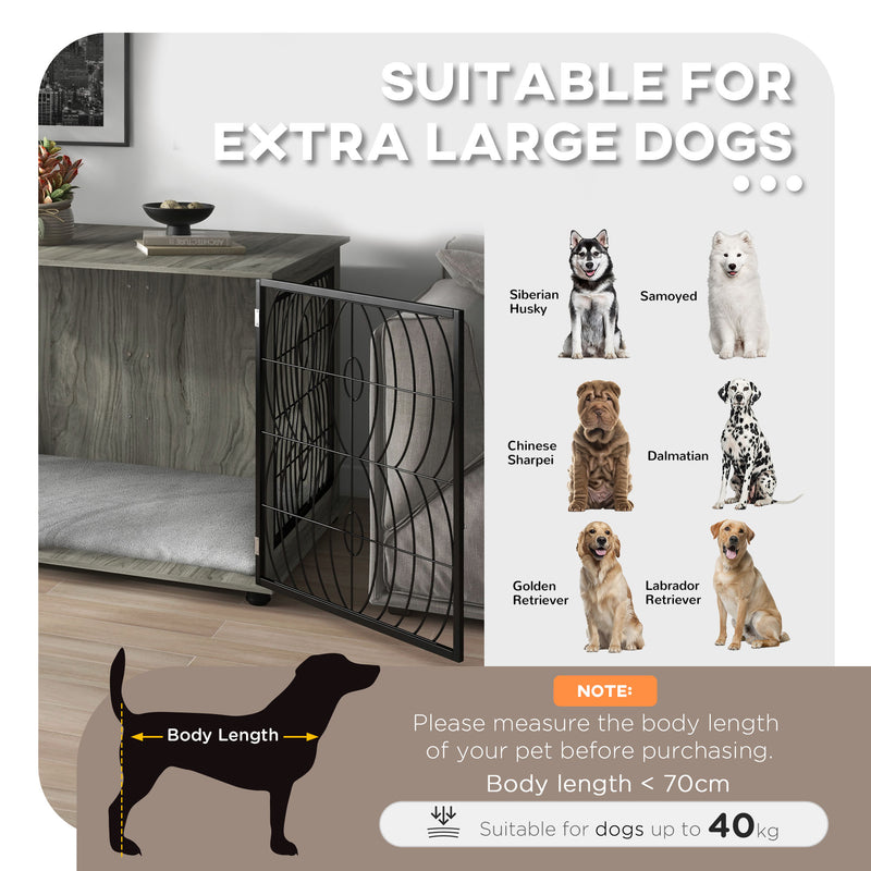 PawHut Dog Crate Furniture End Table w/ Cushion