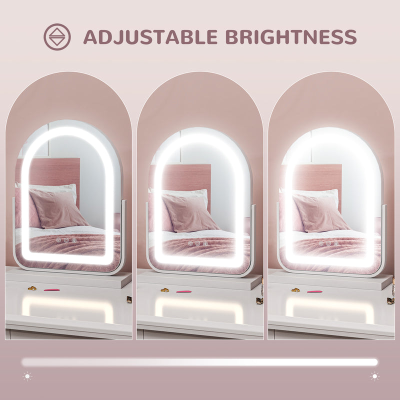 HOMCOM Vanity Mirror with Lights, 3 Colour, 360° Rotation, Touch Screen