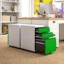 Vinsetto 3 Drawer File Cabinet, Lockable Metal Filling Cabinet - Yellow/Grey/Green