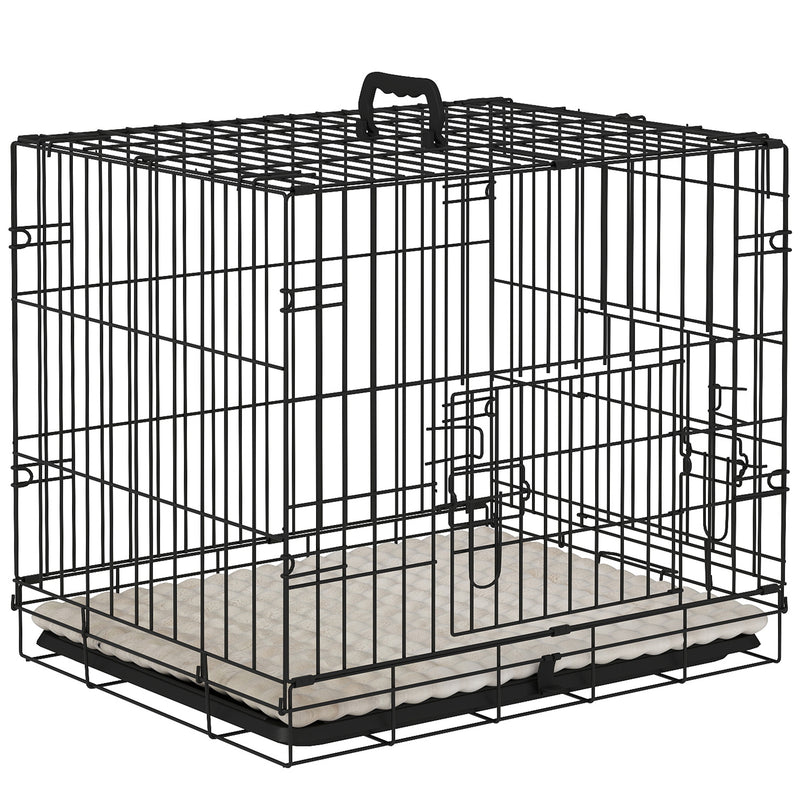 PawHut Dog Crate with 2 Doors, Tray, Soft Cushion