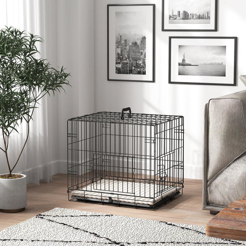 PawHut Dog Crate with 2 Doors, Tray, Soft Cushion
