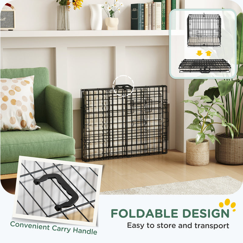 PawHut Dog Crate with 2 Doors, Tray, Soft Cushion