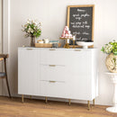 HOMCOM Sideboard Buffet Cabinet W/ 3 Drawers And Adjustable Shelves, White