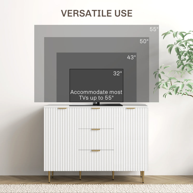 HOMCOM Sideboard Buffet Cabinet w/ 3 Drawers and Adjustable Shelves, White