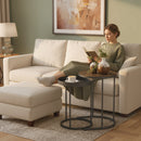HOMCOM Nesting Side Table Set Of 2, Industrial Round Nest Of Tables, Brown
