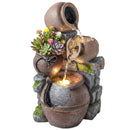 Outsunny Outdoor Fountain with LED Lights, 4-Tier Garden Fountain