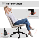 HOMCOM Criss Cross Chair with Wheels, Armless Wide Office Chair, Beige