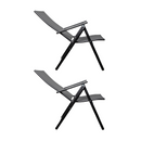 Set of 2 Outdoor Garden Patio Multi Position Reclining Folding Chair in Black