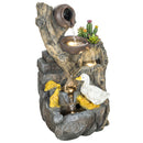 Outsunny 5-Tier Outdoor Waterfall Fountain, Water Feature With LED Lights