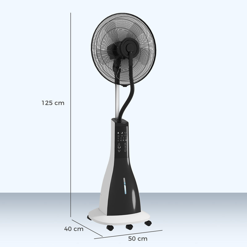 HOMCOM Spray Misting Fan, Pedestal Fan with Oscillation, Tilt, Wheels