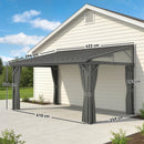 Outsunny 4.3 X 3 M Garden Pergola With Netting Curtains, Lean To Pergola