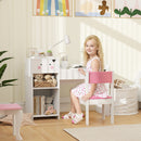 PawHut Kids Desk And Chair Set, Toddler Table And Chair Set, Rabbit Themed