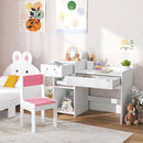 PawHut Kids Desk And Chair Set, Toddler Table And Chair Set, Rabbit Themed