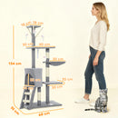 PawHut Cat Tree For Indoor Cats, 134cm Scratching Post Climbing Tower, Grey