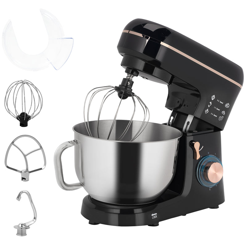 HOMCOM Electric Stand Mixer, 5L Food Mixer with Dough Hook, Whisk