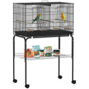 PawHut Bird Cage with Divider, 4 Wooden Perches Slide Out Tray