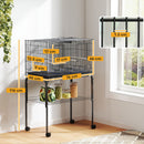 PawHut Bird Cage with Divider, 4 Wooden Perches Slide Out Tray