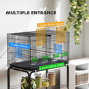 PawHut Bird Cage with Divider, 4 Wooden Perches Slide Out Tray