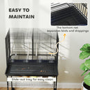 PawHut Bird Cage with Divider, 4 Wooden Perches Slide Out Tray