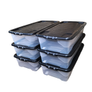 6 x 42L Clear Under Bed Storage Box with Black Lid, Stackable and Nestable Design Storage Solution