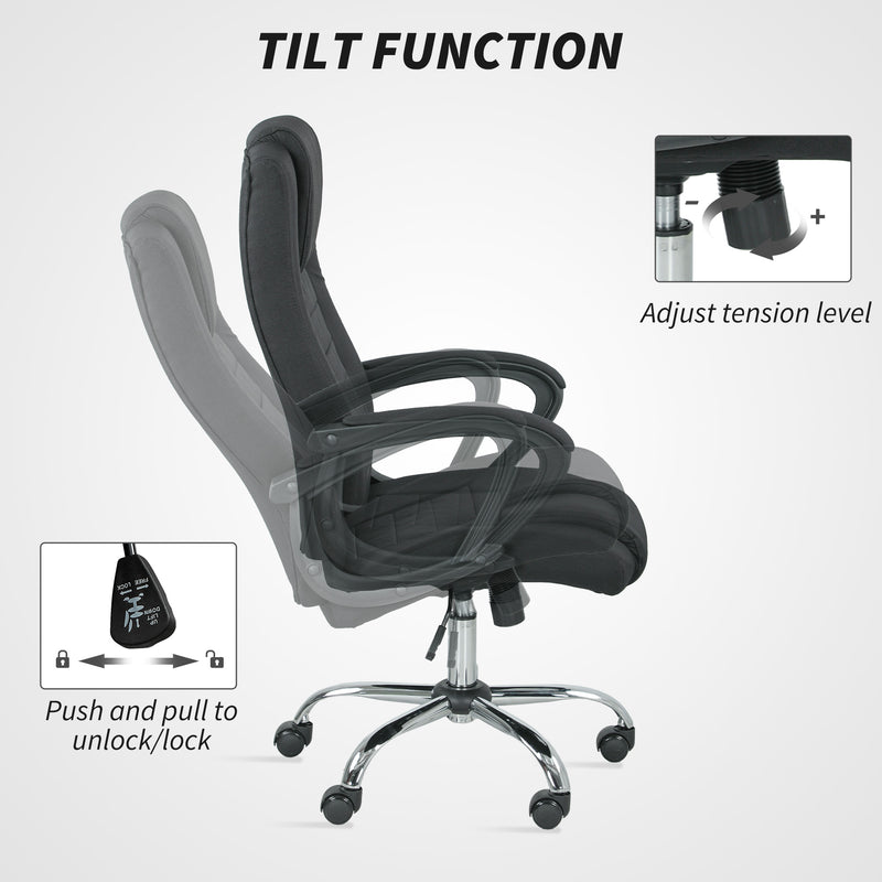 Vinsetto Office Chair for Desk, with Height Adjustable, Wheels, Black