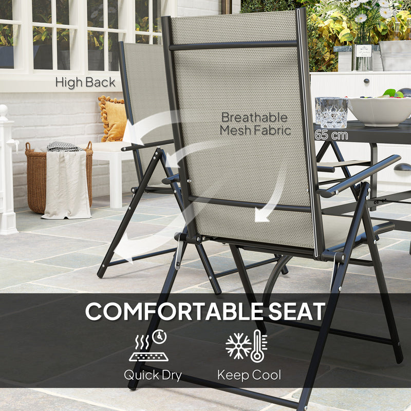 Outsunny 7 PCs Garden Dining Set, Folding Chairs and Metal Top Table