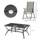 Outsunny 7 PCs Garden Dining Set, Folding Chairs And Metal Top Table