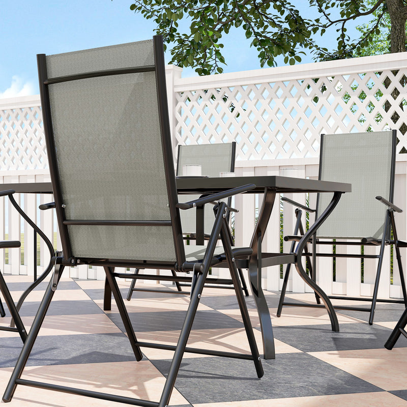 Outsunny 7 PCs Garden Dining Set, Folding Chairs and Metal Top Table