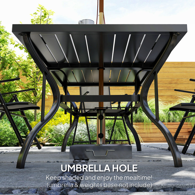 Outsunny 7 PCs Garden Dining Set, Folding Chairs and Metal Top Table