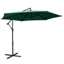 3m Hanging Banana Cantilever Garden Parasol with Cover in Green
