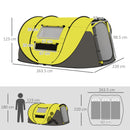 Outsunny Camping Tent Dome Pop-up Tent with Windows for 4-5 Person Yellow