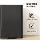 HOMCOM Pedal Bin With Soft-Close Lid, 20L Kitchen Bin For Home, Matte Black