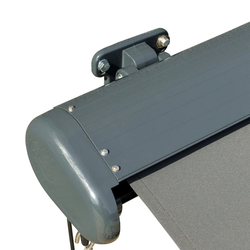 Outsunny 3.5x3m LED Light Full Cassette Case Electric Awning Door Window Sun Shade Patio Canopy Retractable W/ Remote Grey