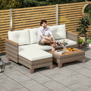 Outsunny L Shaped Garden Conversation Chaise Lounge Furniture