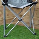 Luxury Padded High Back Outdoor Folding Chair with Cupholder in Grey