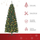 HOMCOM 6FT Prelit Artificial Pencil Christmas Tree with Warm White LED Light, Red Berry, Green