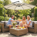 Outsunny 3 M Garden Cantilever Parasol With Cover, Rotation, Cream White