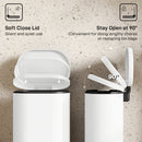 HOMCOM Slim Rectangular Pedal Bin With Soft-Close Lid, 30L Kitchen Bin Cream