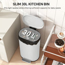 HOMCOM Slim Rectangular Pedal Bin With Soft-Close Lid, 30L Kitchen Bin Cream
