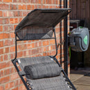 Multi Position Garden Gravity Relaxer Chair Sun Lounger with Sun Canopy in Grey