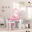 AIYAPLAY Kids Dressing Table Set, 2 PCS Children Vanity Table with Stool