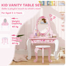 AIYAPLAY Kids Dressing Table Set, 2 PCS Children Vanity Table with Stool