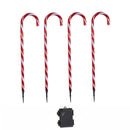 Set of 4 XL Light up Red & White Candy Cane Christmas Path Lights